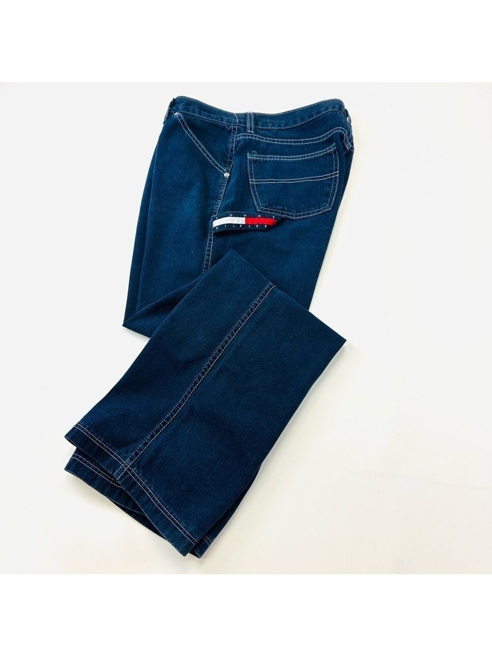 90s Vintage Hilfiger men denim carpenter jeans Size 32in Inseam 31.5in - Picture 3 of 16